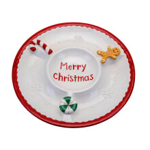 Decorative Merry Christmas Serving Plate Festive Ceramic Sweets Design - 35.5cm