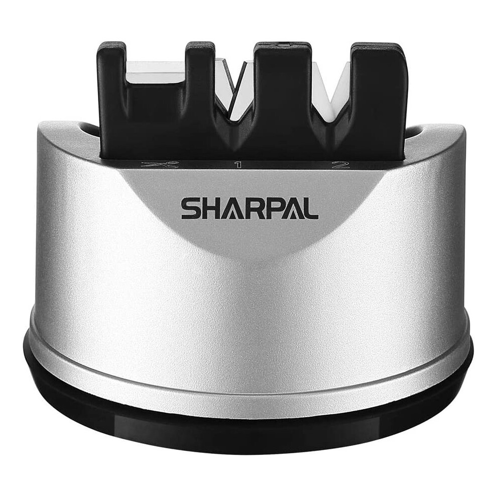 SHARPAL 191H Kitchen Chef Knife and Scissors Sharpener for Straight and Serrated Knives, 3-Stage Knife Sharpening Tool Helps Repair and Restore Blades