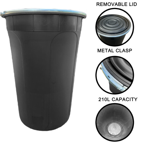 (Black) 210L Shipping Drum, Plastic Barrel - Export & Import 1