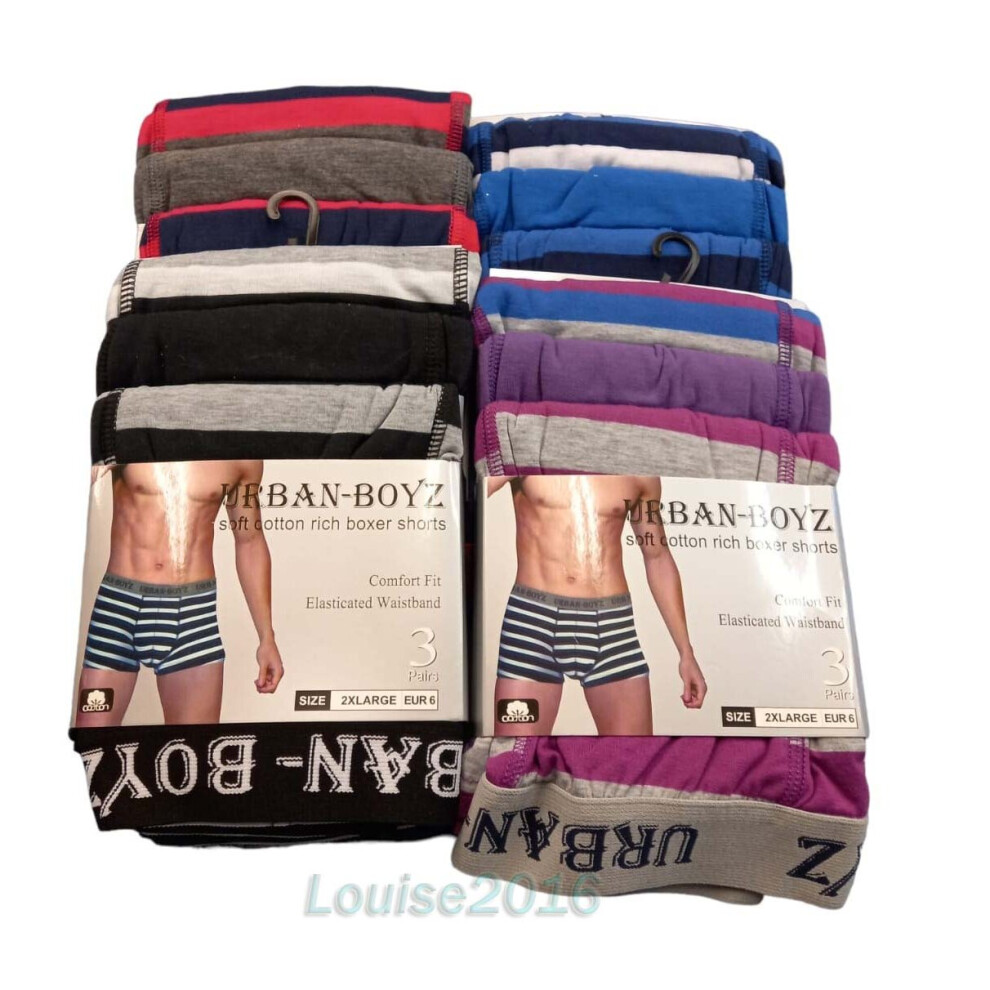 (L, Pack of 12) New Mens Urban Boys Soft Cotton Rich Boxer Shorts Underwear Size S-2XL