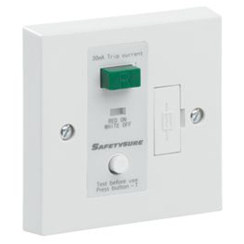 13A FUSED RCD SPUR/ CONNECTION UNIT,  WHITE  (Max 3000w)