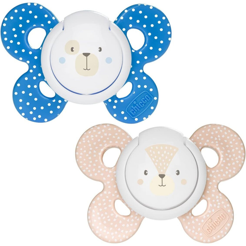 00074933210000 Physio Comfort Baby Silicone Soother 6-16 Months, Pack Of 2, Assorted Colours Chicco