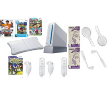 (Mixed Bundle) Nintendo Wii Mega bundle Remotes Motionplus Fit Board Sports Mario Golf Tennis - Refurbished