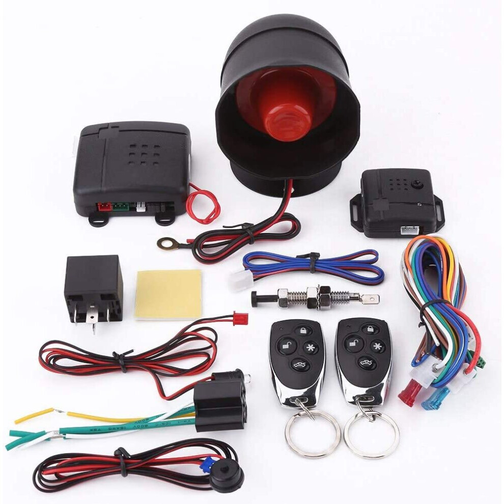 Car Security System Universal Vehicle Car Alarm Security Protection System Anti-Theft Alarm Systems Keyless Entry With 2 Remote Controls Siren 719855130045