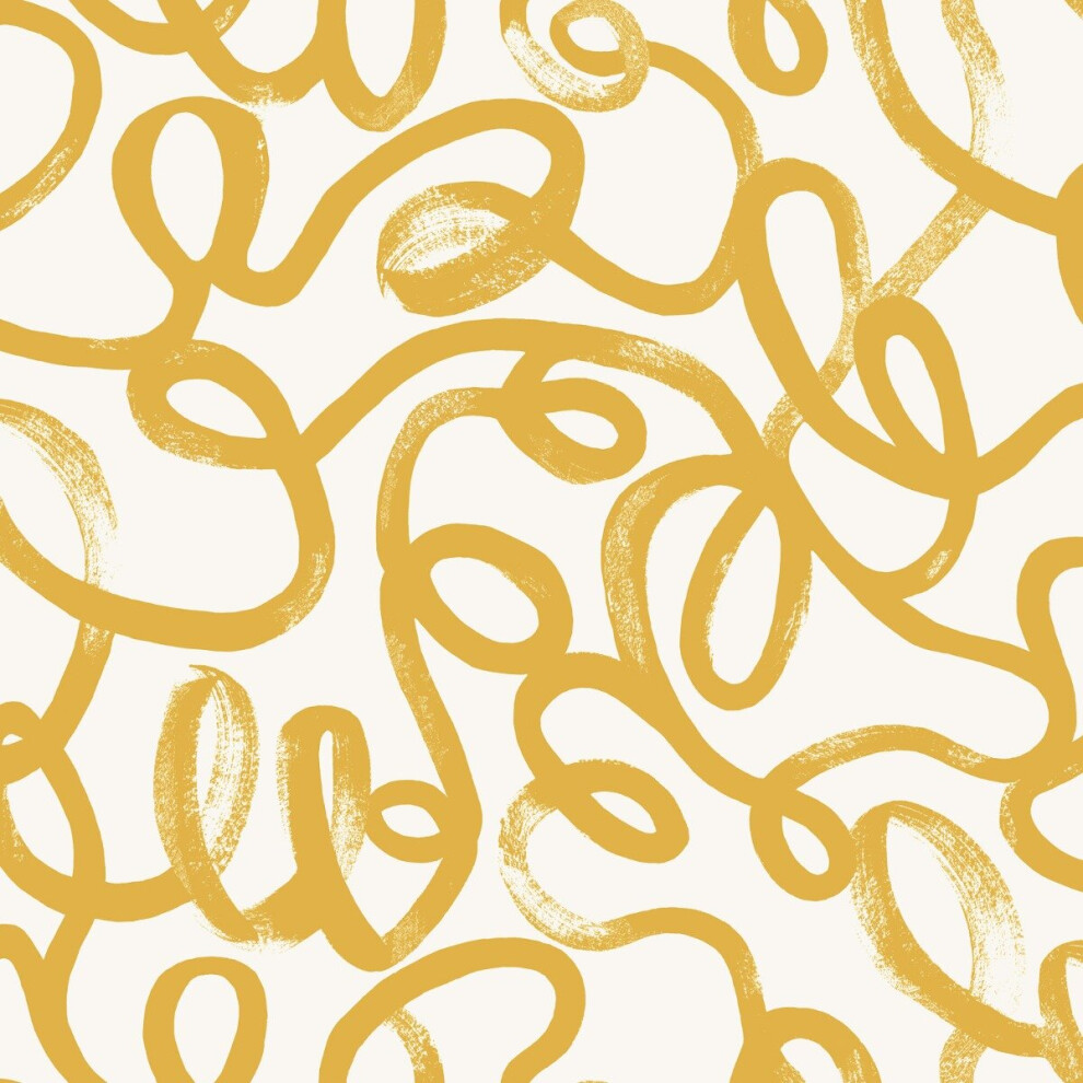 Squiggle Wallpaper Ochre / White Holden 13361 5022976133617