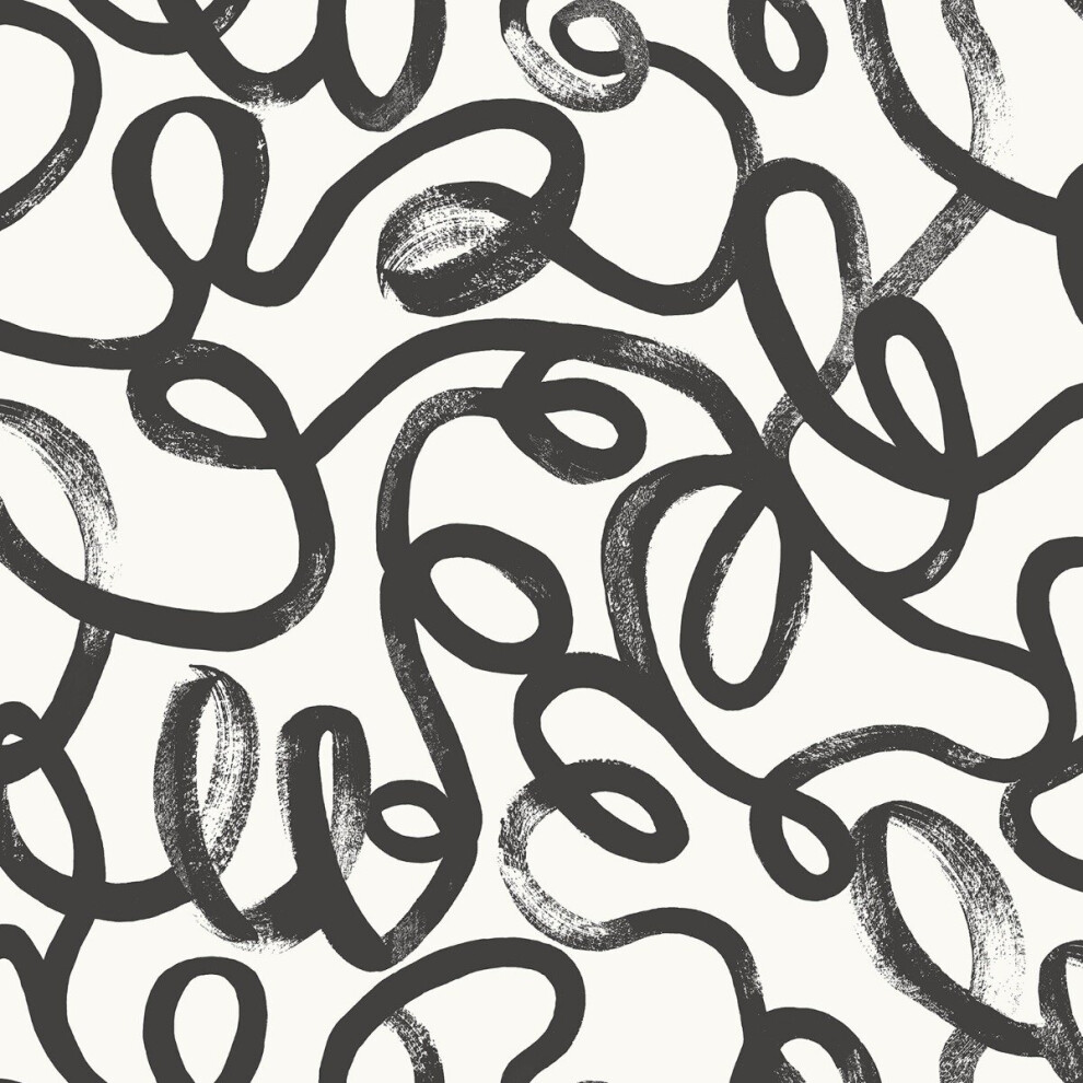 Squiggle Wallpaper Black / White Holden 13360 5022976133600