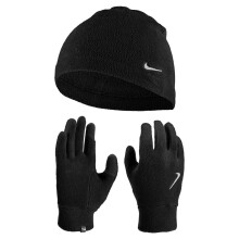 (S/M, Black) Nike Mens Fleece Hat And Glove Set