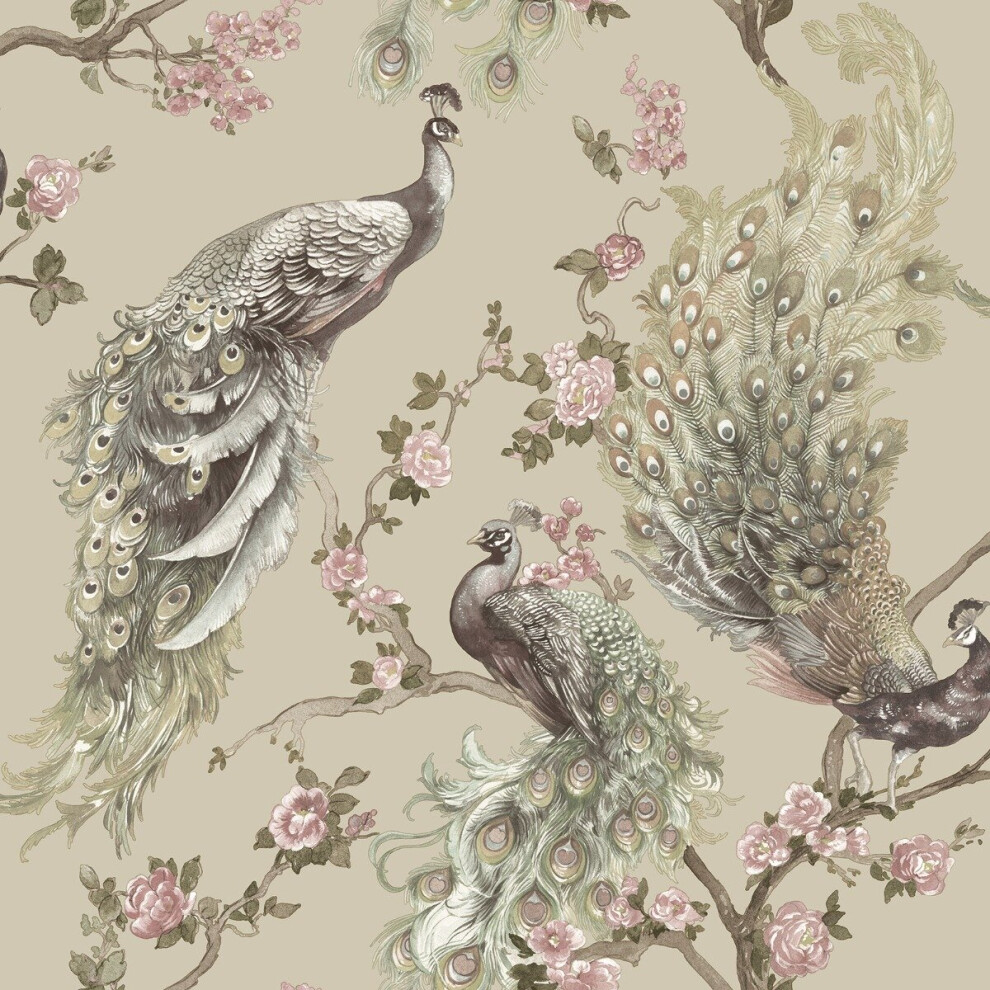 Menali Peacock Wallpaper Beige Holden 36271 5022976362710