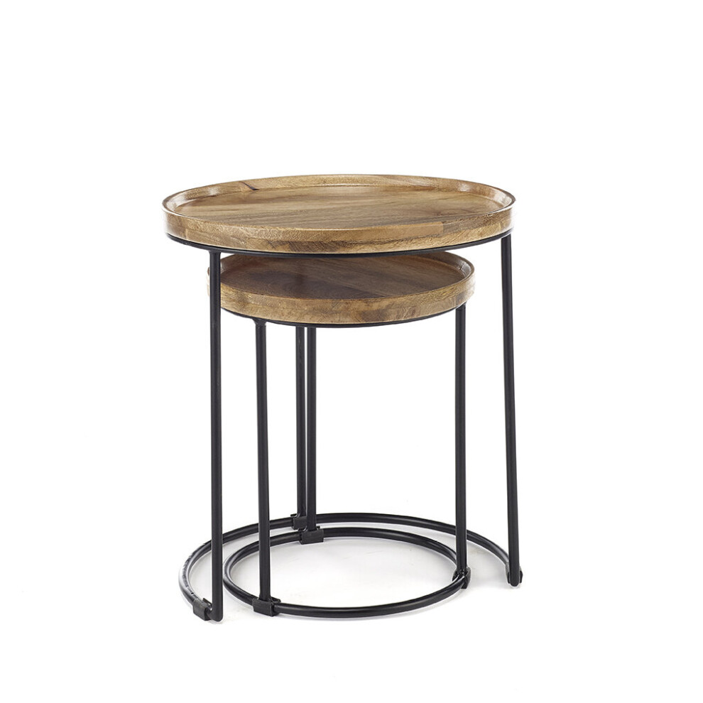 Elm Home And Garden Nest Of Two Tables Solid Wood 47.5 H x 43 W x 43cm