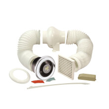 Manrose 100mm In-Line Bathroom Extraction Fan Kit with LED Lamp LEDSLCFDTCN