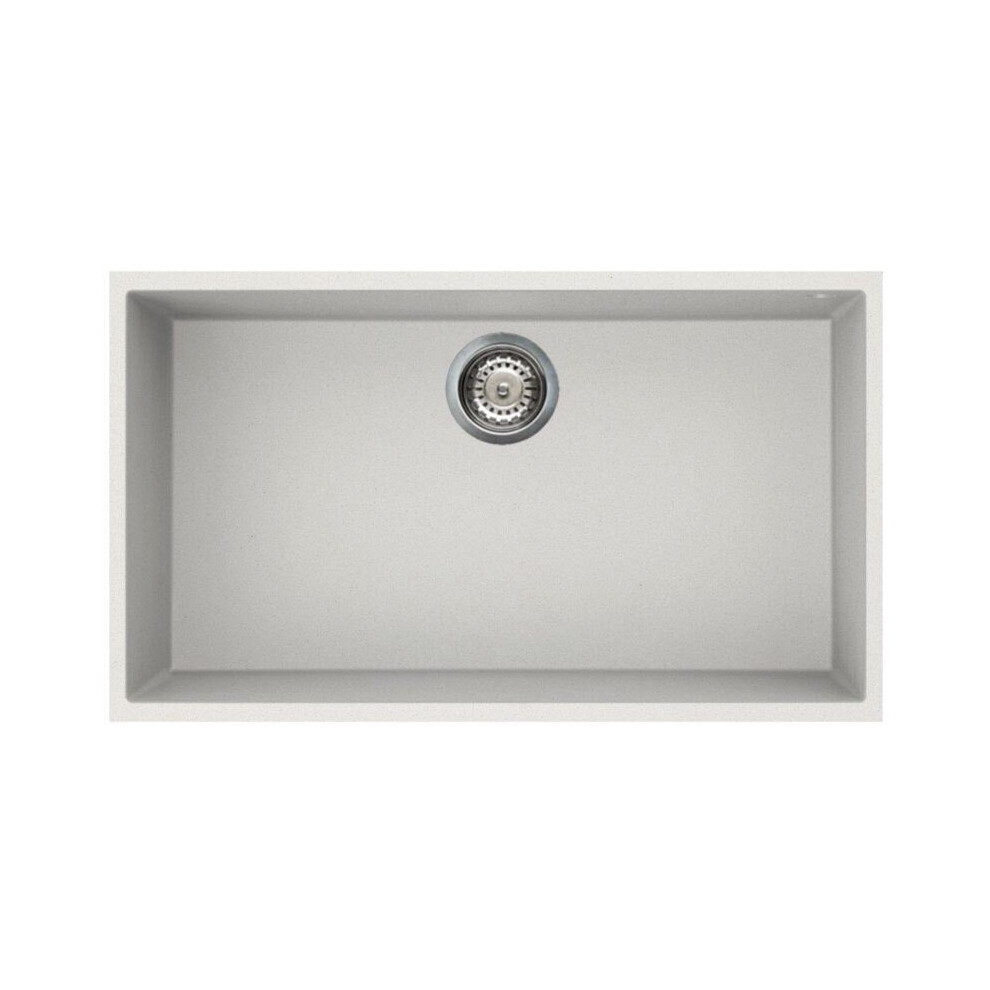 Reginox Elleci Quadra Kitchen Sink Single Bowl White Granite Undermount Waste 8031873030957