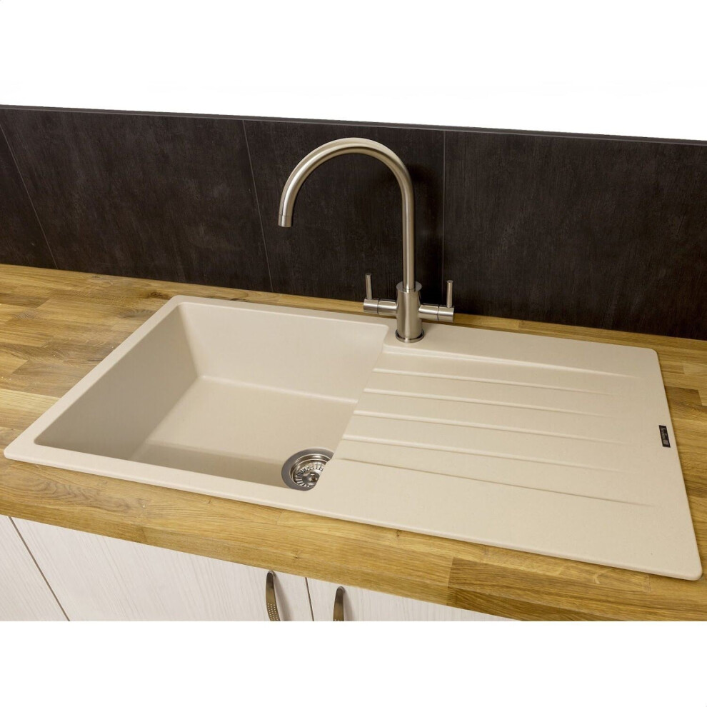 Reginox Harlem10 Kitchen Sink Single Bowl Caffe Granite Reversible Inset Waste 8712465031278