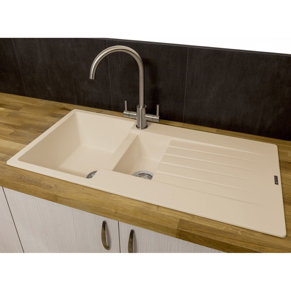 Reginox Harlem 15 CS Granite Composite Sink - 1.5 Bowl - Cafe Cream - 1000mm x 500mm - Image 4