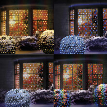 (Pastel Multi) 180LED Battery Operated Christmas Net Light Timer Indoor Outdoor 8 Fn. Mode Mesh
