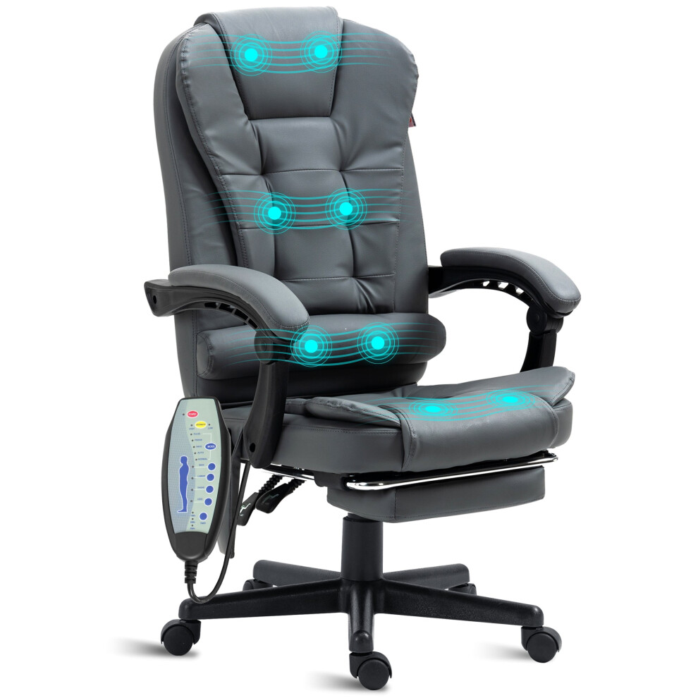 Luxury Massage Computer Office Desk Gaming Chair Swivel w/Footrest Grey