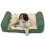 Large Dog bed with Orthopaedic Pillow Cushion in Green/cream Actiaspet 1