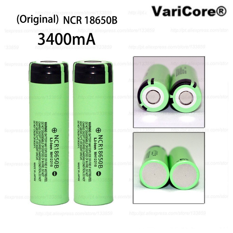 2 pcs.  New Original 18650 3.7V 3400mAh NCR18650B lithium Rechargeable