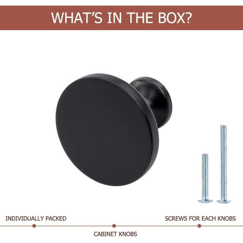 20 Pack LONTAN Door Knobs Black Drawer Knobs - LS9189BK Kitchen Drawer Knobs Round Cupboards Knobs Drawer Pull Handles 2