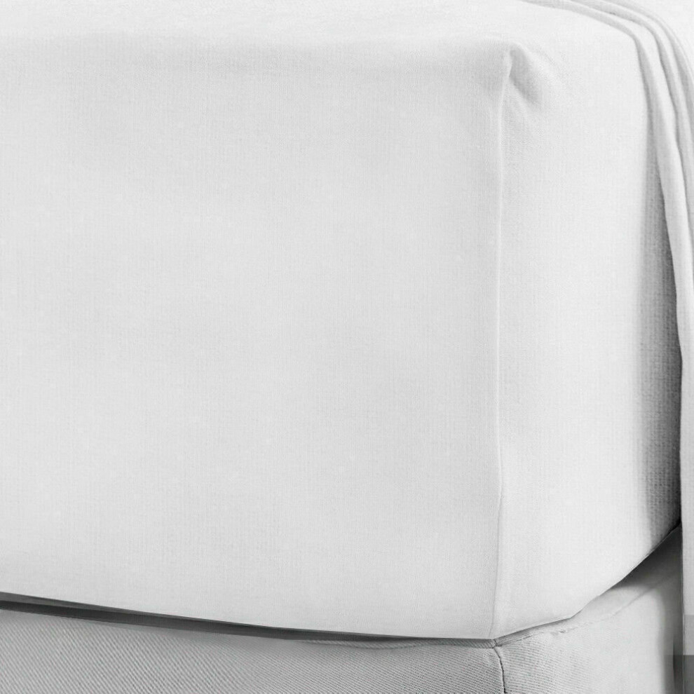 (White , Super King ) Extra Deep Flannelette Brushed Cotton Fitted Sheet