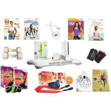 Nintendo Wii Ultimate Fitness Workout Bundle Fit Board Zumba Your Shape EA Active trainer Yoga New U Calorie Burner Weight Loss - Refurbished