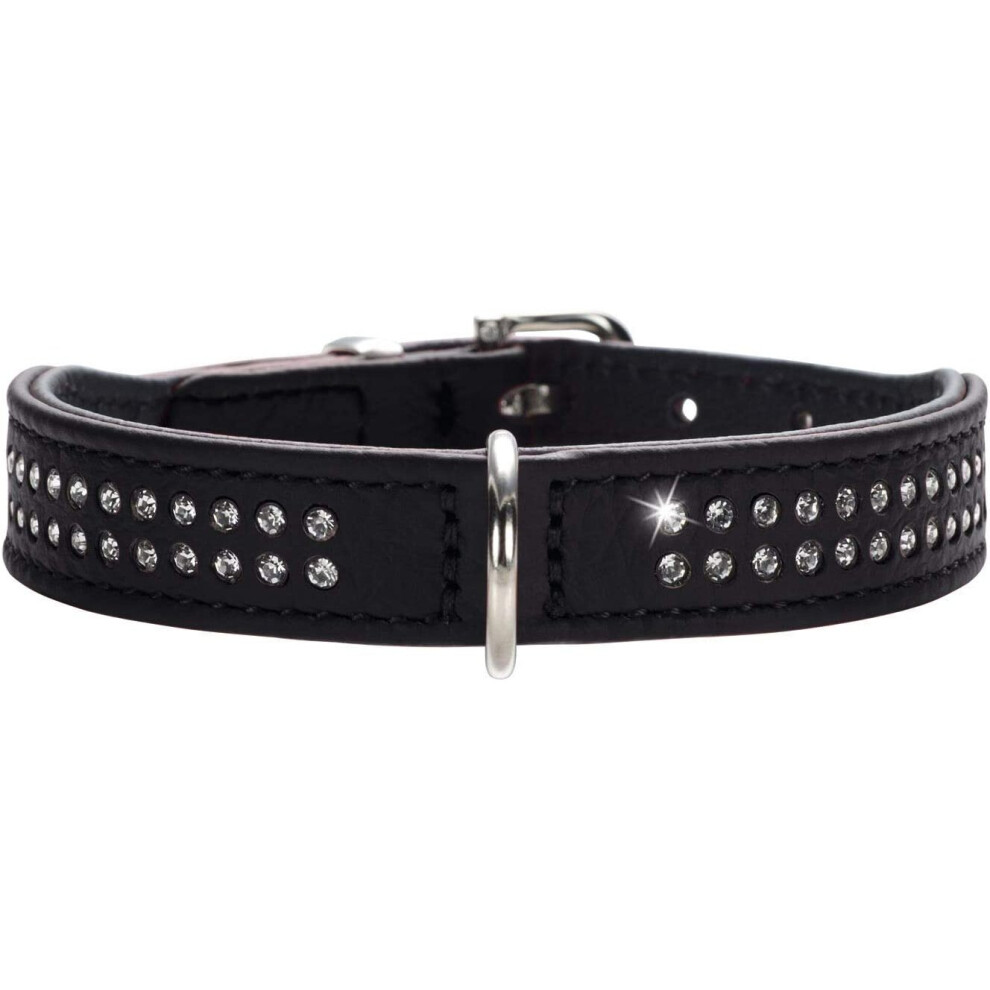 HUNTER Diamond Petit Nickel-Plated Collar, 30/23 x 27 cm, Small, Nappa Black/Black