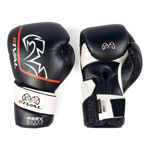 (12 oz) RIVAL BOXING RS2V SUPER SPARRING GLOVES 2.0 - BLACK 1