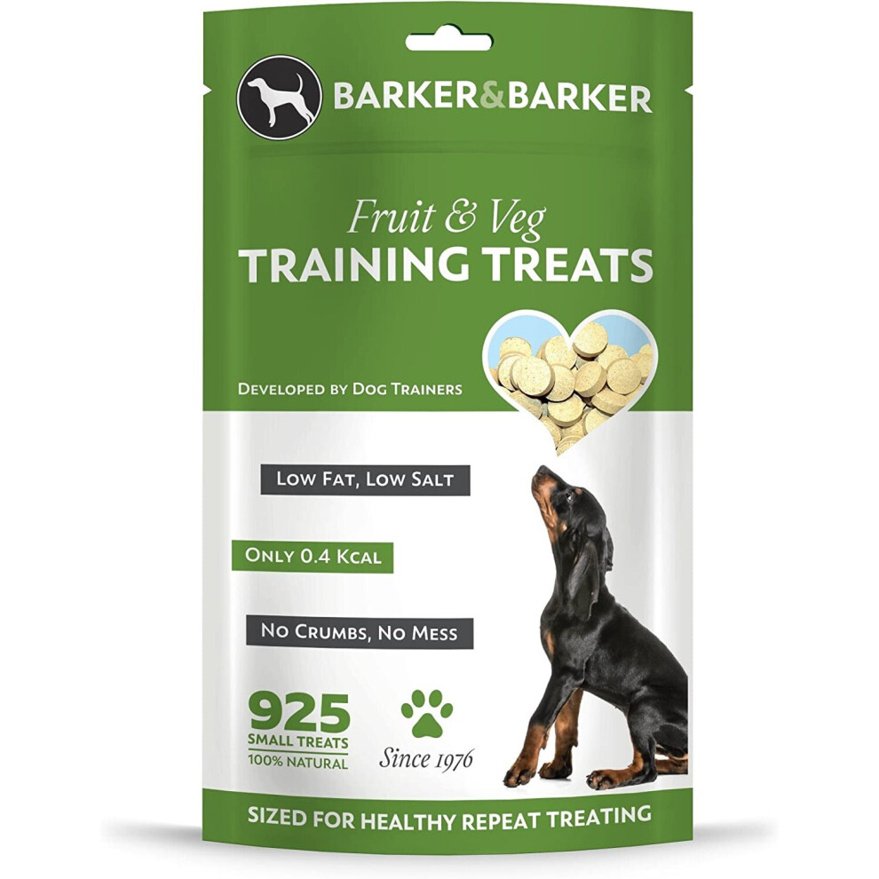 Barker And Barker Grain Small Fruit And Veg Dog Training Treats - Low Fat, Low Calorie, Free (925 Treats - Pouch)