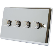 AET CPC4GDIMLED Polished Chrome Classical 250W-10 Amp 4 Gang 2 Way 250W LED Light Dimmer Switch
