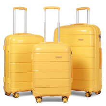 (20/24/28 inch) Yellow Color 20/24/28 Inch PP Hard Shell Suitcase Travel Trolley With TSA Lock