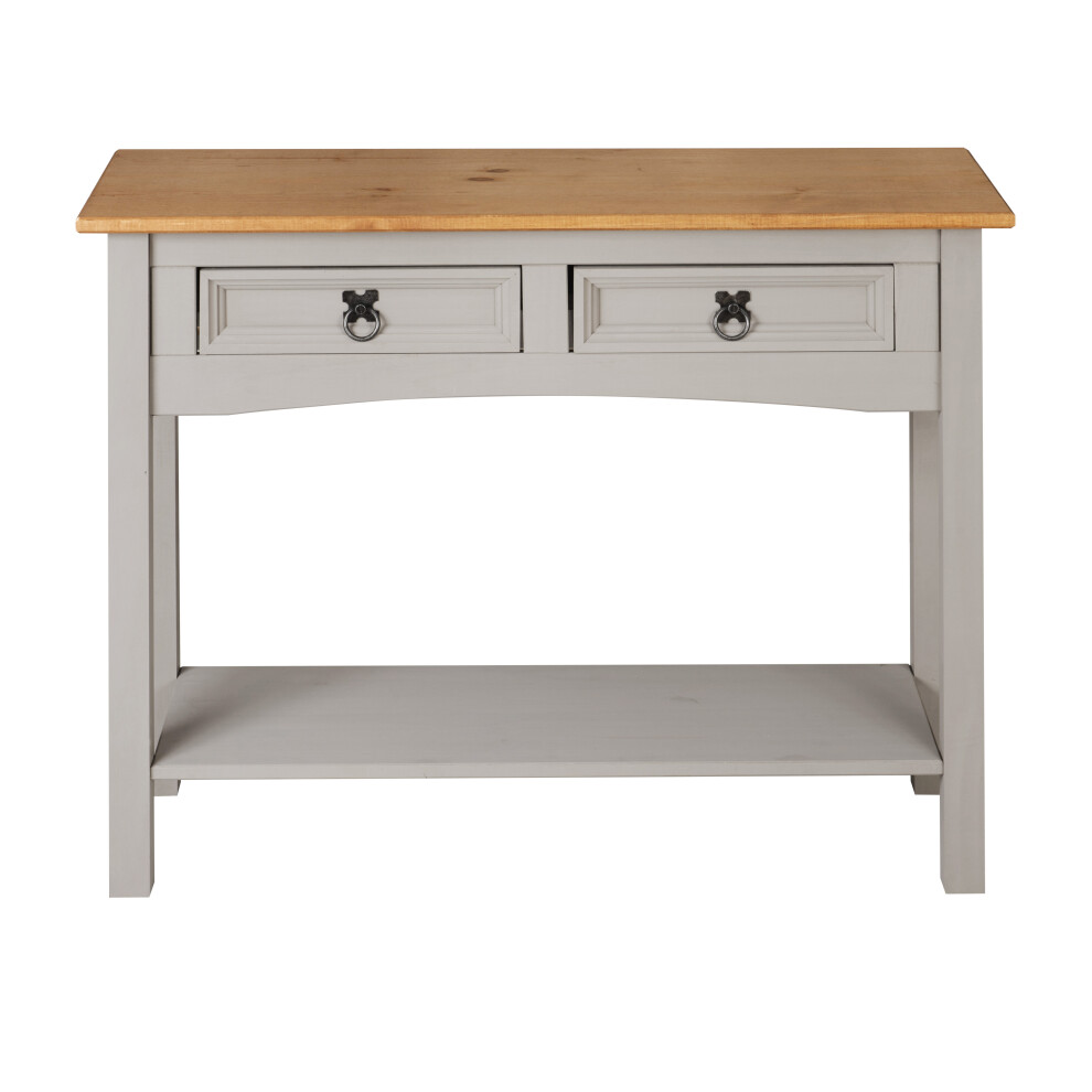 Corona Console Table Grey 2 Drawer Hall Mexican Solid Pine