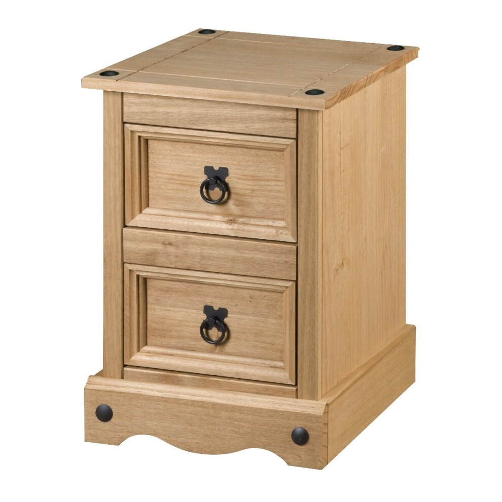 Corona Bedside Table 2 Drawer Cabinet Side Lamp Mexican Solid Pine