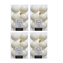 48 Wool White Christmas Baubles 6cm Shatterproof Ornaments Shiny Matt