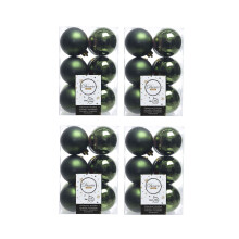48 Pine Green Christmas Baubles 6cm Shatterproof Ornaments Shiny Matt