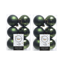 24 Pine Green Christmas Baubles 6cm Shatterproof Ornaments Shiny Matt