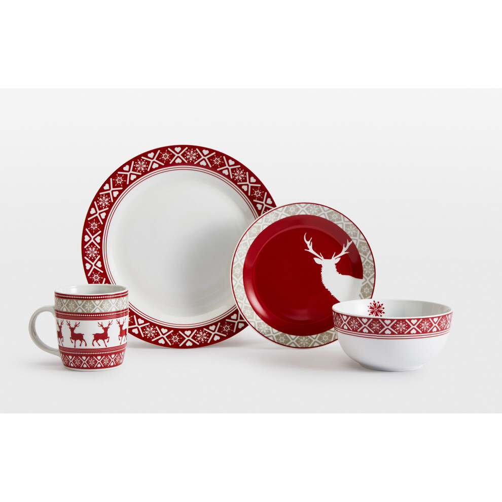 16pc Nordic Reindeer Dinner Set