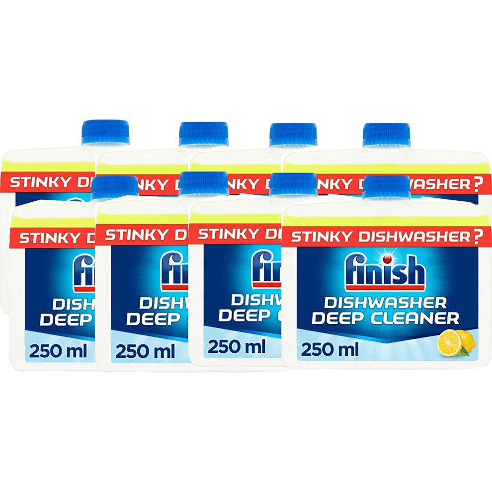 Finish Dishwasher Cleaner | Variant : LEMON |Deep Cleans Dishwasher, 250 ml (Pack of 8)