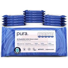 Pura Premium Flushable Moist Toilet Tissue Wipes wipes per pack Plastic Free Clean Washlets Certified Fine to Flush Biodegradable Compostable