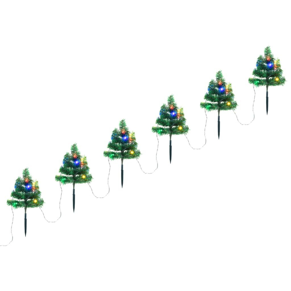 vidaXL 6x Christmas Pathway Trees with Multicolour LEDs 45 cm PVC Xmas Tree