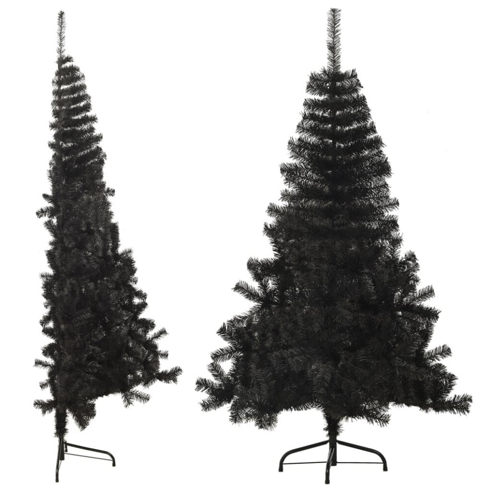 vidaXL Artificial Half Christmas Tree with Stand Black 120 cm PVC Xmas Tree