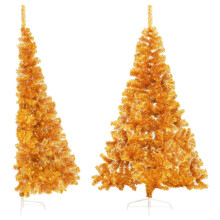 vidaXL Artificial Half Christmas Tree with Stand Gold 240 cm PET Xmas Tree