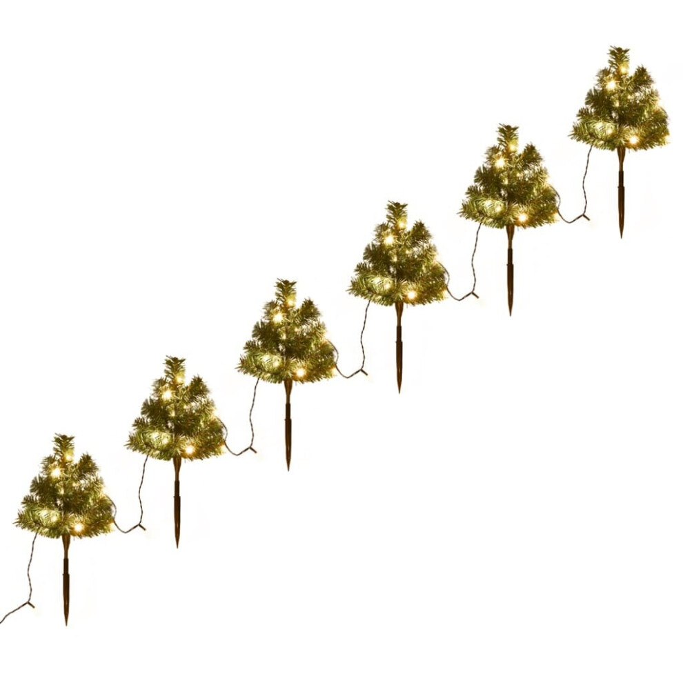 vidaXL 6x Christmas Pathway Trees with Warm White LEDs 45 cm PVC Xmas Tree