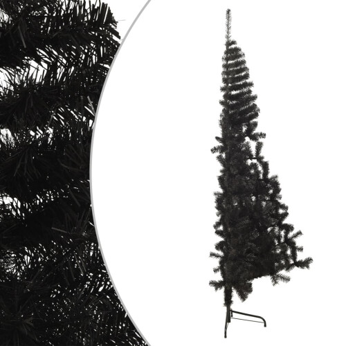 VidaXL vidaXL Artificial Half Christmas Tree with Stand Black 180 cm PVC Xmas Tree 2