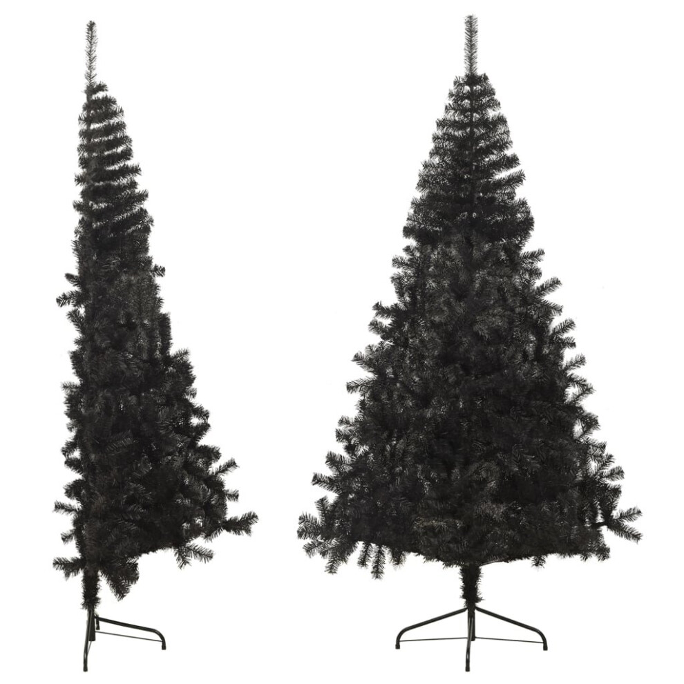 vidaXL Artificial Half Christmas Tree with Stand Black 240 cm PVC Xmas Tree