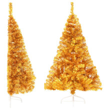 vidaXL Artificial Half Christmas Tree with Stand Gold 120 cm PET Xmas Tree