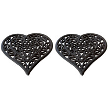 Cast Iron Heart Shaped Trivet (Pack of 2)