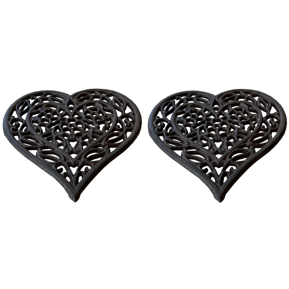 Selections Cast Iron Heart Shaped Trivet (Pack Of 2)
