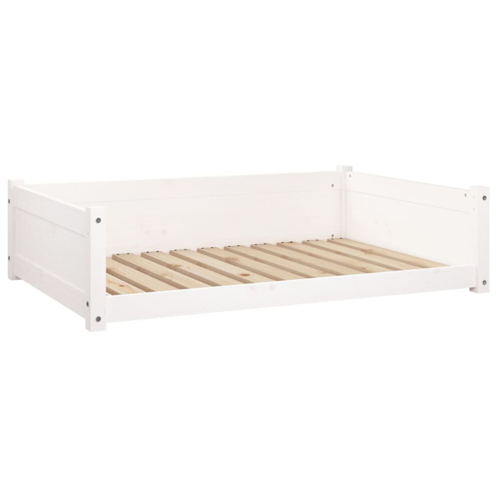 vidaXL Solid Pine Wood Dog Bed White 105.5x75.5x28 cm Pet Sofa Puppy Dog Couch