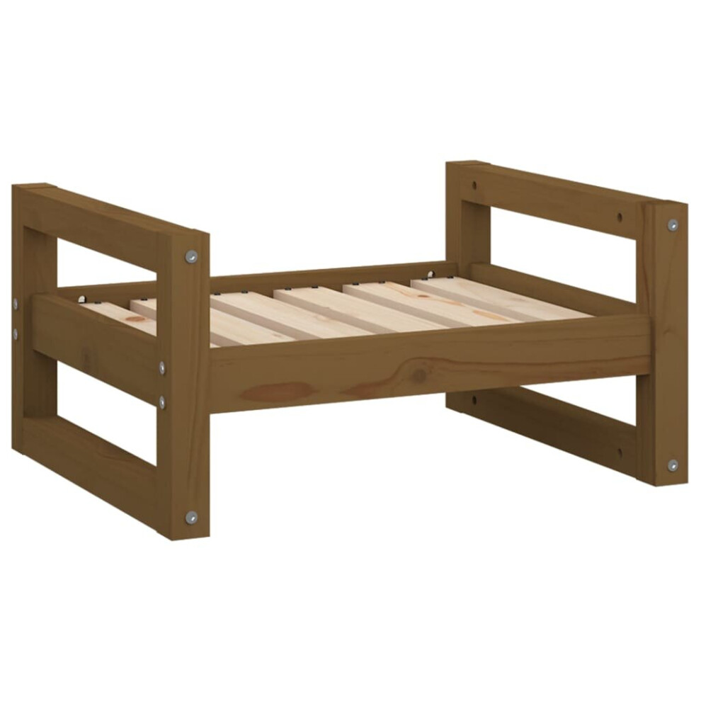 vidaXL Solid Pine Wood Dog Bed Honey Brown 55.5x45.5x28 cm Pet Sofa Dog Couch