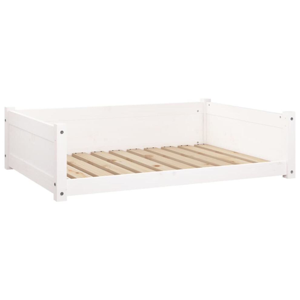 vidaXL Solid Pine Wood Dog Bed White 95.5x65.5x28 cm Wooden Pet Sofa Dog Couch