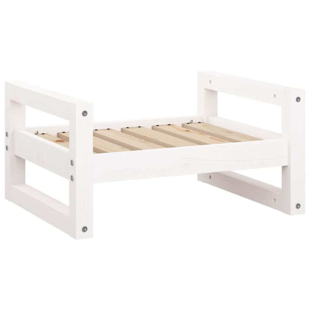 vidaXL Solid Pine Wood Dog Bed White 55.5x45.5x28 cm Wooden Pet Sofa Dog Couch
